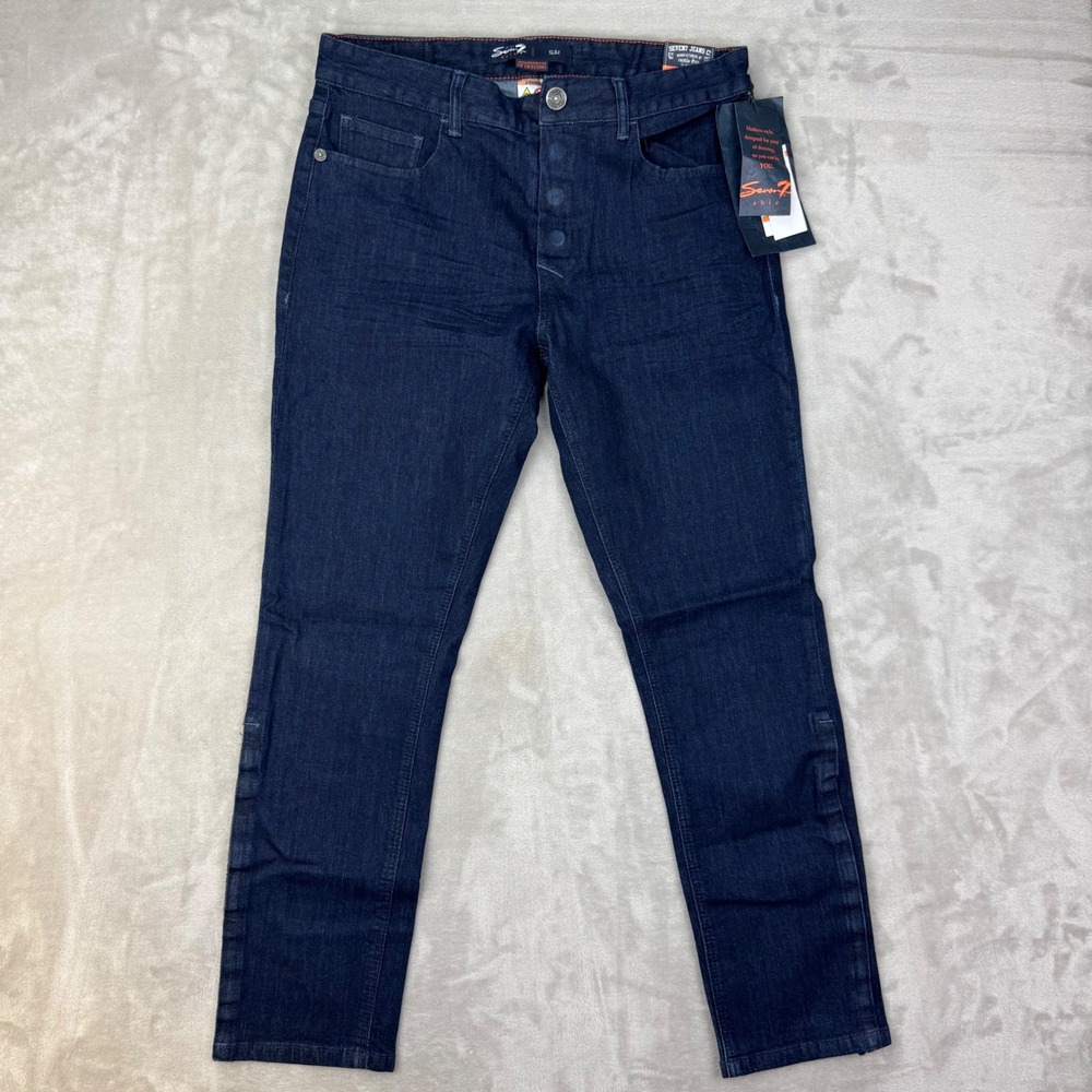 Seven7 Able Jeans Mens 32x30 Blue Slim Adaptive Magnetic Fly Easy Dressing New